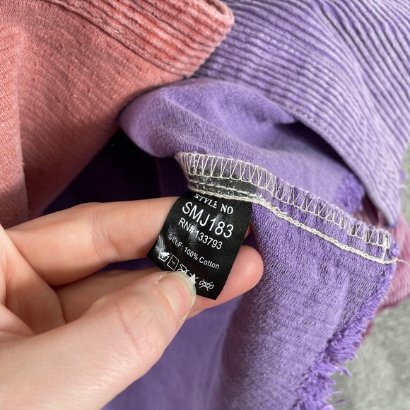 POL Corduroy Shirt Womens Medium Purple Colorblock Shacket Raw Hem Star - Picture 5 of 10